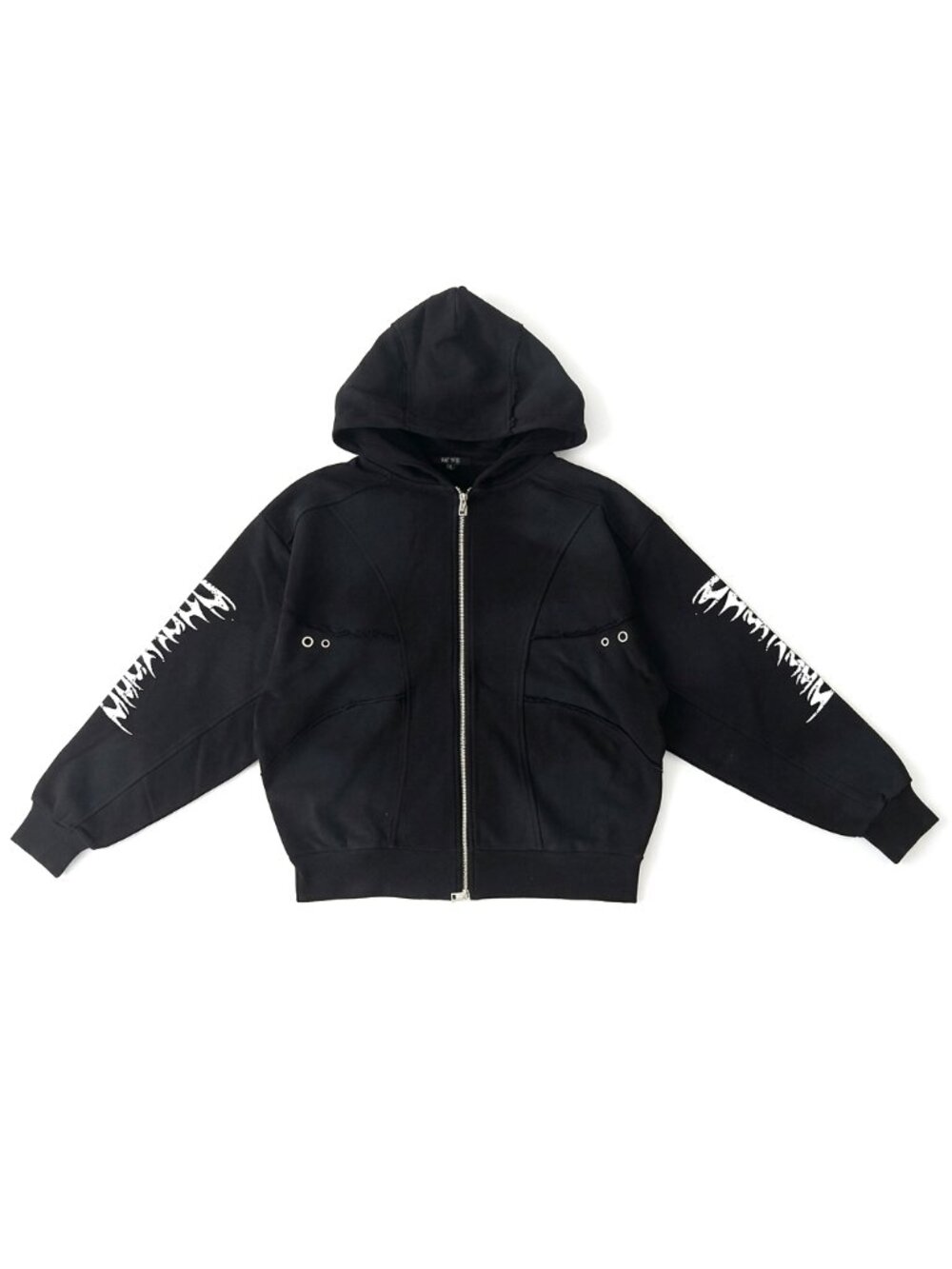 NEW BIKE STAR -Immortal Distressed Black Oversized Zip Hoodie